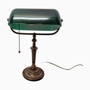 Bronze Banker's Lamp with Green Glass Shade from Steinhauer, Early 21st Century