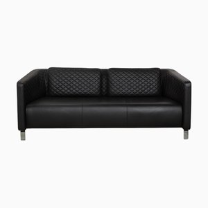 325 Three-Seater Black Sofa in Leather by Rolf Benz