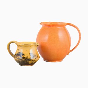 Vintage Keramik Krüge mit Orange Uran Glasur von Svend Hammershøi für Kähler, 1930er, 2er Set
