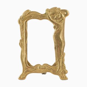 Art Nouveau Brass Frame with Female Figure, 1890s
