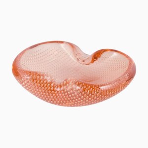 Murano Glass Bowl in Pink with Bubble Decoration, 1960s