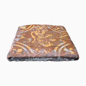 Mittelalterliche Fliese von Gravensteen Count's Castle, Gent, Belgien, 14.-15. Jh.