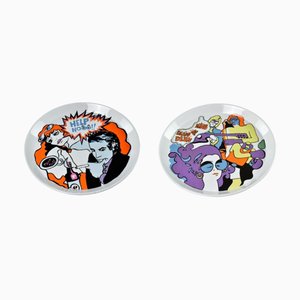 Italian Ceramic Plates attributed to Franco Pozzi, 1965, Set of 2