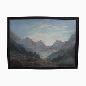 Ex artista checoslovaco, paisaje, años 60, pintura al óleo sobre tablero de fibra, enmarcado