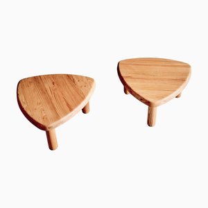 T23 A Arrondie Basse Side Tables in Elm by Pierre Chapo, 2010, Set of 2