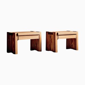 Mesitas de noche T38 de olmo de Pierre Chapo, 2010. Juego de 2