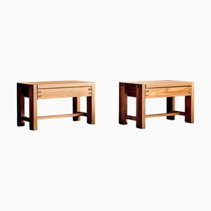 T07 Bedside Tables in Elm by Pierre Chapo, 2010, Set of 2