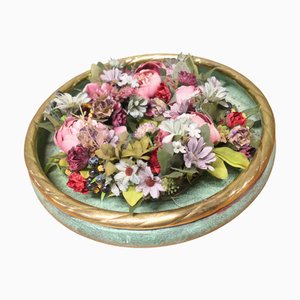 Französische Rose Schale aus Messing & Kupfer, 1900er