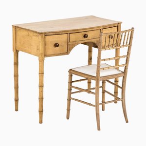 Victorian Faux Bamboo Dressing Table and Chairs, Set of 2