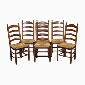 Chaises de Salle à Manger Antiques en Rush Seat, Angleterre, 1800s, Set de 6