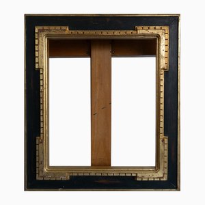 Art Deco Hand-Carved Frame in Black and Gilt Detailing