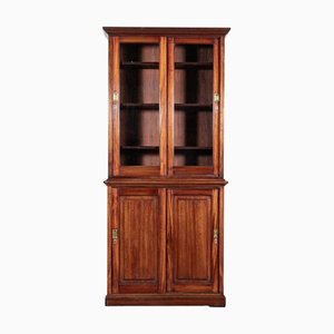 Antique English Mahogany Glazed Bookcase, 1880