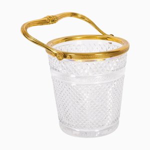 Antiker französischer Weinkühler aus Ormolu & geschliffenem Kristallglas, 1890er