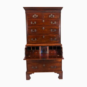 Secreter George III antiguo de caoba, década de 1700