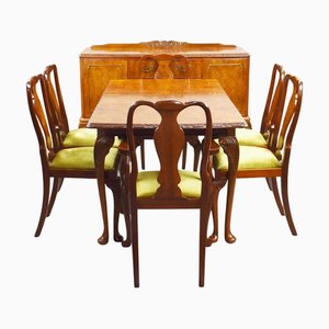 Mid-Century Modern Walnut Dining Suite, 1950, Set of 7