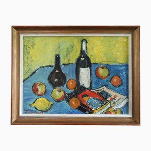 Lemon & Literature, Oil Painting, Framed