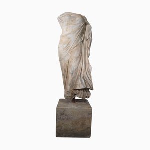 Large Greek Classical Torso Draped in a Toga, Mid-20th Century, Marble
