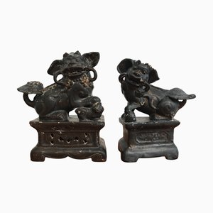 Antique Foo Dogs in Ceramic, China, 19th Century, Set of 2