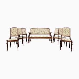 Mobilier de Salon Style Renaissance en Noyer, Set de 7
