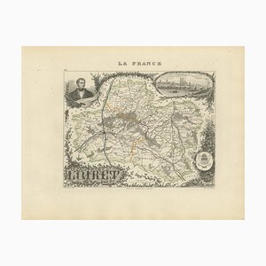 Karte von Loiret in Frankreich mit Orléans und der Loire von Vuillemin, 19. Jh.