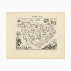 Karte der Haute-Loire in Frankreich mit Le Puy-en-Velay von Vuillemin, 19. Jh.