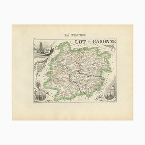 Antike Karte von Lot-et-Garonne in Frankreich von Levasseur, 1850er