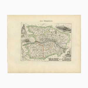Antique Map of Maine-et-Loire by Vuillemin, 1850s