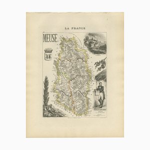 Map of Meuse in France by Vuillemin, 1850s
