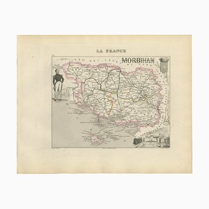 Antike Karte von Morbihan von Vuillemin, Frankreich, 1850er