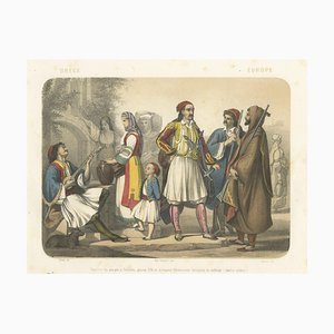 Nach Fossey, Greek Costumes, Athenians and Palicars of Selléide, 1845, Lithographie