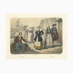 After Leloir, Dutch Regional Costumes, North Holland and Zuyderzee Figures, 1845, Lithograph