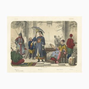 After Fossey, Chinese Costumes, Mandarin, Tartar Lady and Musicians, 1845, Lithograph