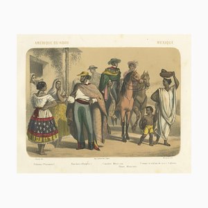 Nach Fossey, Mexikanische Straßenszene mit Ranchero, Cavalier und Poblana Women, 1845, Lithographie