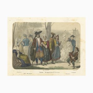 After Fossey, French Regional Costumes, Bretons, Parisians and Savoyards, 1845, Lithograph