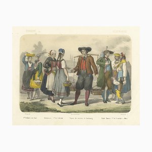 After Fossey, German Regional Costumes, Bavarian and Saxon Figures, 1845, Lithograph