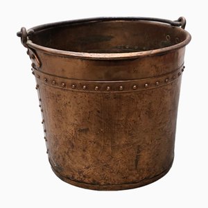 Antique Nailed Copper Milk Bucket, 1800s