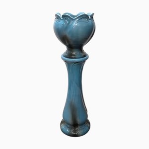 Art Nouveau Ceramic Flower Planter and Column Stand, Early 1900s, Set of 2