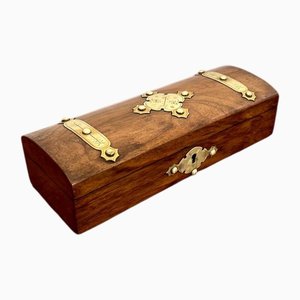 Victorian Burr Walnut and Brass Mounted Glove Box, 1860s