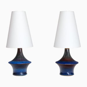Table Lamps in Glazed Stoneware by Einar Johansen for Søholm, Denmark, 1960s, Set of 2