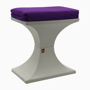 Niederländischer Space Age Hocker aus weißem Kunststoff mit Lila Kissen von Flair, 1970er