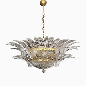 Murano Glass Palmette 2-Tier Chandelier, 1990s