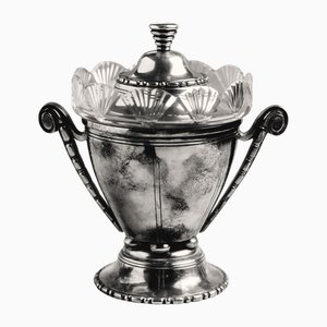 Art Deco Silver-Plated Metal Candy Dish, 1930s