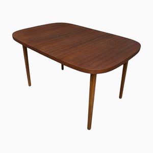 Tavolo da pranzo Mid-Century allungabile in teak con bordi arrotondati, anni '60