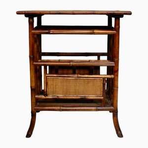 Victorian Bamboo Side Table with Magazine Rack, 1880s