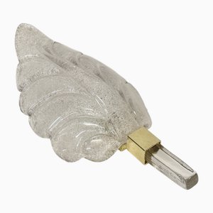 Leaf-Shaped Wall Sconce in Glass and Brass by Carl Fagerlund for Orrefors, 1960s
