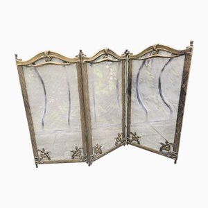 Art Deco Brass Fireplace Screen, 1930s