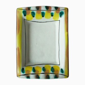 White and Polychrome Enameled Trinket Tray by Roger Capron for Vallauris, 1950s