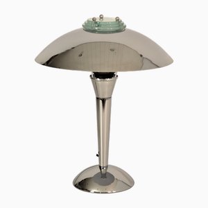 Art Deco Style Chrome and Glass Table Lamp, 1990s
