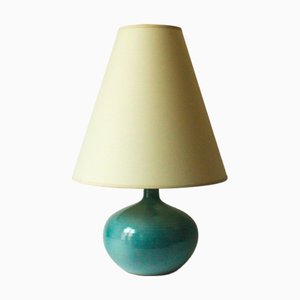 Blue Enameled Lamp Base from Les Potiers Dieulefit, 1950s