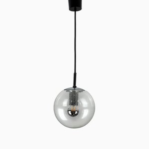 Minimalistische Mid-Century Hängelampe aus Blasenglas von Helena Tynell für Glashütte Limburg, Deutschland, 1967